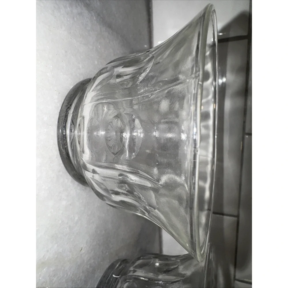 Vintage Clear Glass‎ Flared Sherbet Dish Thumb Dots & Vertical Lines Dansk?